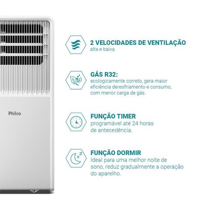 Ar-Condicionado Philco Portátil 10000BTUs PAC10QN 220V