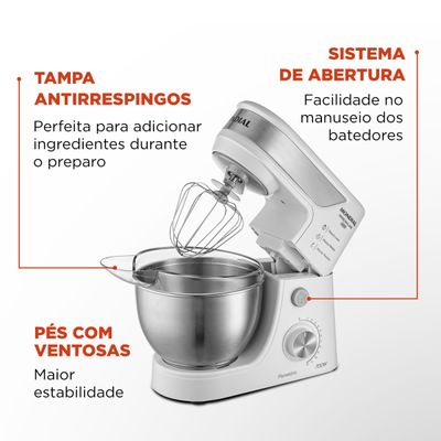 Batedeira Planetária Mondial Branco e Inox 700W BP-02P-W -TI 110