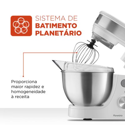 Batedeira Planetária Mondial Branco e Inox 700W BP-02P-W -TI 110