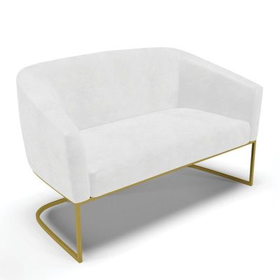 Sofá Namoradeira E Poltrona Base Industrial Dourado Stella Corano D03 - D'rossi Cor Branco