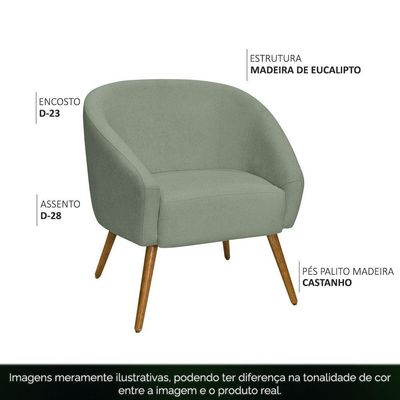 Poltrona Sala De Estar Mona Pés Palito Castanho Bouclé Verde Claro - Nexta Casa