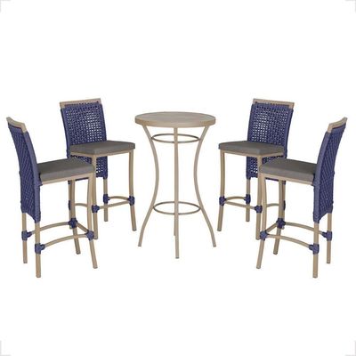 Mesa Bistro E 4 Banquetas Roma Fendi Corda Náutica 11 Azul