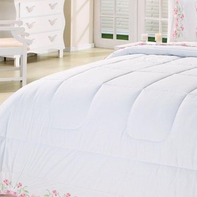 Kit Edredom Emozione Casal Queen 5 Peças Percal 200 Fios 100% Algodão Bordado - Branco
