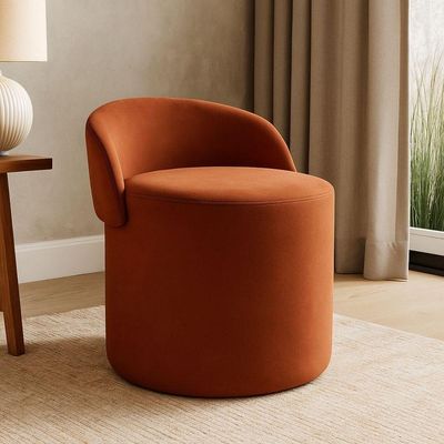 Puff Encosto Confortável Sala Estilo Moderno Redondo Suede terracota