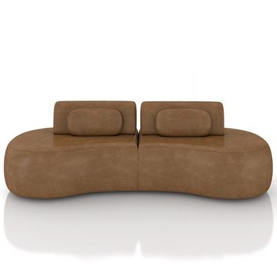 Sofá 4 Lugares 280cm Orgânico Mellanie Sintético Caramelo Z32 - Mpozenato