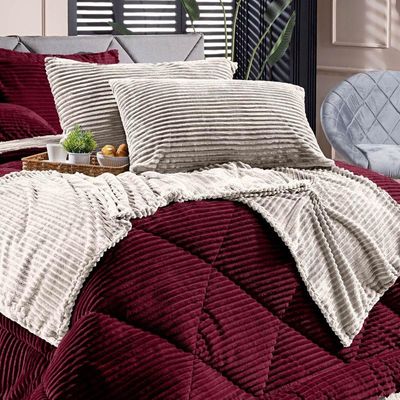 Par De Fronhas Em Manta Canelada 70cm X 50cm - Porta Travesseiro Mantinha Microfibra Para Inverno Cor Palha