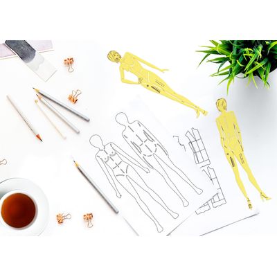 Traceease Conjunto de 2 Moldes de Figura Feminina (Frente e Costas) para Ilustração, Estudos de Proporção e Apoio ao Desenho - IBA Crafts 25,4 Cm / Amarelo