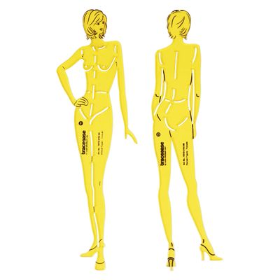 Traceease Conjunto de 2 Moldes de Figura Feminina (Frente e Costas) para Ilustração, Estudos de Proporção e Apoio ao Desenho - IBA Crafts 25,4 Cm / Amarelo