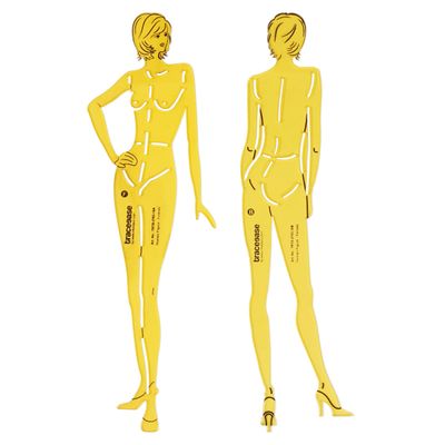 Traceease Conjunto de 2 Moldes de Figura Feminina (Frente e Costas) para Ilustração, Estudos de Proporção e Apoio ao Desenho - IBA Crafts 25,4 Cm / Amarelo