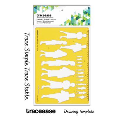 Estêncil de Contorno Corporal Feminino, Molde com Poses Escaladas para Esboço, Ilustração, Layout Manual e Referência Criativa - Traceease Amarelo