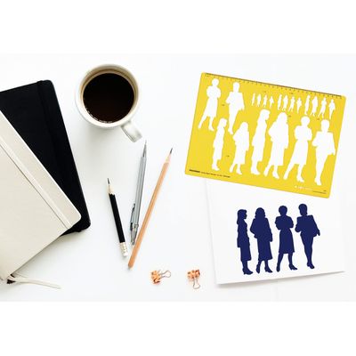 Estêncil de Contorno Corporal Feminino, Molde com Poses Escaladas para Esboço, Ilustração, Layout Manual e Referência Criativa - Traceease Amarelo
