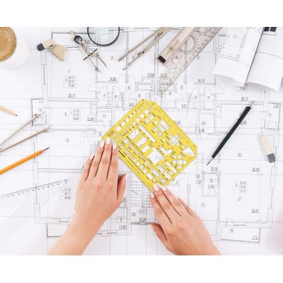 Lote de 9 Peças, Gabaritos Arquitetônicos para Cozinha, Banheiro e Quarto — Estênceis para Design de Interiores - IBA Crafts Amarelo