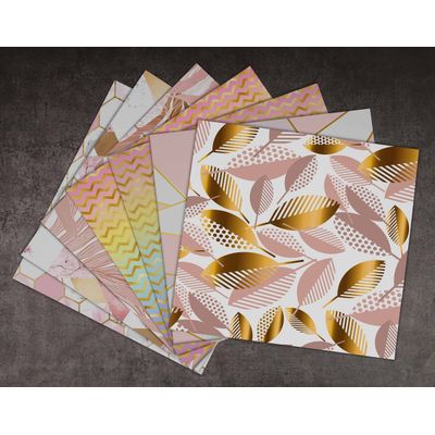 Bloco de 25 Folhas Scrapbook Texturizado Tema Pastéis Metálicos, Lado Único Colorido para Scrapbooking, DIY, Cartões e Diários - Inkdotpot 15,24 Cm × 15,24 Cm / Multicolorido