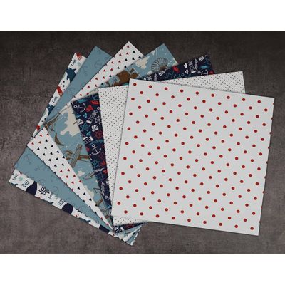 25 Folhas de Papel Scrapbook Textura Náutica, Lado Único, Cartão Colorido para Scrapbooking, DIY e Criação de Cartões - Inkdotpot 15,24 Cm × 15,24 Cm / Multicolorido