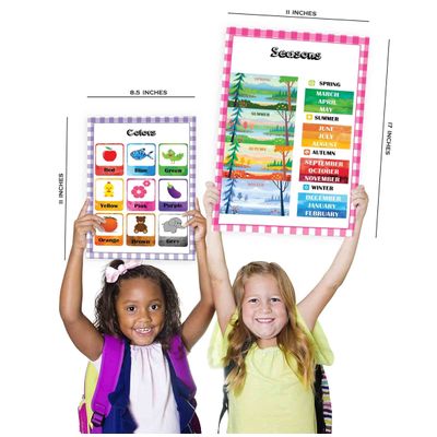 25 Cartazes Laminados Educacionais — Mapas EUA/Mundo, Sistema Solar, Matemática e Mais — Sala/Ensino em Casa/Decoração - Traceease 27,94 Cm × 43,18 Cm / Multicolorido