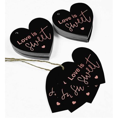 Etiqueta de Papel Metalizado 'Love' Isweet para Lembrancinha de Casamento para Pendurar - Inkdotpot 100 Etiquetas Metalizadas / Preto - Ouro Rosé