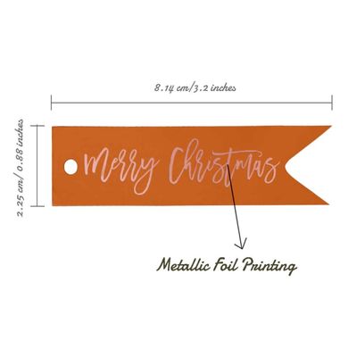 Etiquetas de Papel Metalizado para Lembrancinhas "Merry Christmas" - Inkdotpot 50 Etiquetas Metalizadas / Laranja - Ouro Rosé
