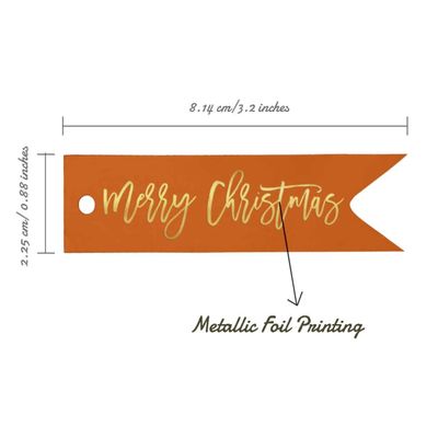 Etiquetas de Papel Metalizado para Lembrancinhas "Merry Christmas" - Inkdotpot 50 Etiquetas Metalizadas / Laranja - Ouro Rosé