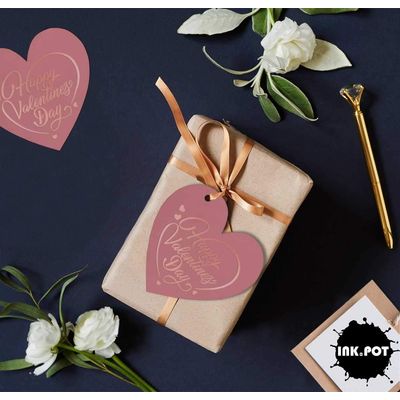 Etiquetas 'Feliz Dia dos Namorados' em Papel Metalizado para Lembrancinhas para Pendurar - Inkdotpot 50 Etiquetas Metalizadas / Rosa - Ouro Rosé