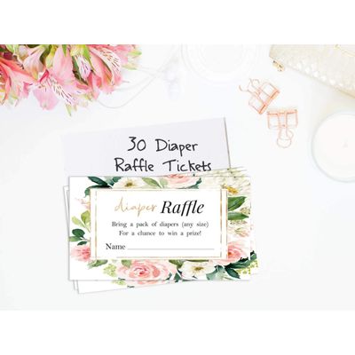 30 Cartões Florais Neutros para Chá de Bebê, para Preencher - Inkdotpot 5,08 Cm × 8,89 Cm / Branco - Sorteio de Fraldas