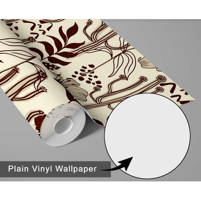 Papel de Parede Vinil Removível Adesivo, Floral Cactus Botânico Impermeável para Quartos, Salas e Armários - S4Sassy 63,5 cm (L) × 304,8 cm (C) / Marrom - Vinil Liso