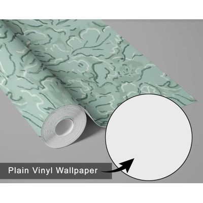 Papel de Parede Vinil Removível, Folhagem Abstrata Urbana Impermeável para Quartos e Salas - Verde - S4Sassy 63,5 cm (L) × 152,4 cm (C) / Verde - Vinil Liso