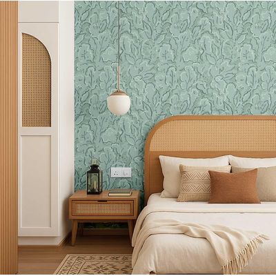 Papel de Parede Vinil Removível, Folhagem Abstrata Urbana Impermeável para Quartos e Salas - Verde - S4Sassy 63,5 cm (L) × 152,4 cm (C) / Verde - Vinil Liso