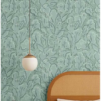 Papel de Parede Vinil Removível, Folhagem Abstrata Urbana Impermeável para Quartos e Salas - Verde - S4Sassy 63,5 cm (L) × 152,4 cm (C) / Verde - Vinil Liso