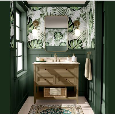 Papel de Parede Vinil Removível Monstera Jungle, Impermeável, Verde, para Quartos e Salas - S4Sassy 63,5 cm (L) × 304,8 cm (C) / Verde - Vinil Texturizado