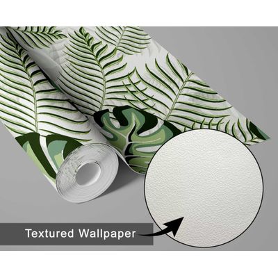 Papel de Parede Vinil Removível Monstera Jungle, Impermeável, Verde, para Quartos e Salas - S4Sassy 63,5 cm (L) × 304,8 cm (C) / Verde - Vinil Texturizado