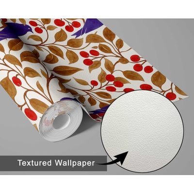 Papel Vinílico Autoadesivo Impermeável Removível com Pássaro e Galho de Cerejeira Marrom para Parede e Móveis - S4sassy 63,5 cm (L) × 304,8 cm (C) / Marrom - Vinil Texturizado