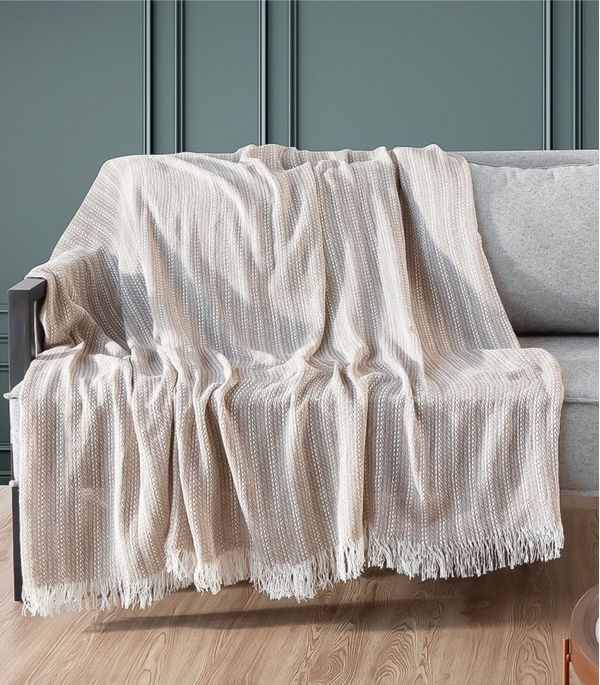 Manta Para Sofá Sevilha 210 Cm x 170 Cm Adomes Bege UN / Bege