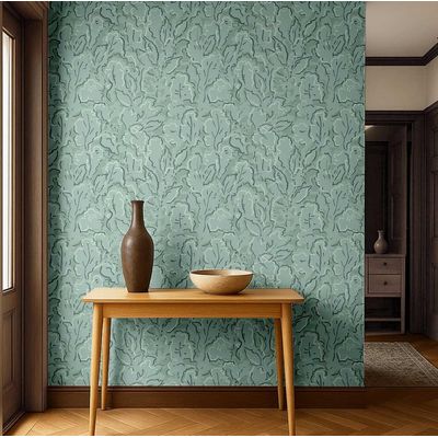 Papel de Parede Vinil Removível, Folhagem Abstrata Urbana Impermeável para Quartos e Salas - Verde - S4Sassy 63,5 cm (L) × 609,6 cm (C) / Verde - Vinil Liso
