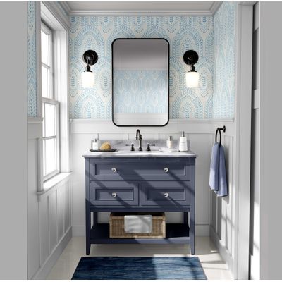Papel de Parede Vinílico Removível, Paisley Folha Arqueada, Impermeável, Azul, para Quartos e Salas - S4Sassy 63,5 cm (L) × 914,4 cm (C) / Azul - Vinil Liso