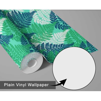 Papel de Parede Adesivo Decorativo, Folhagem de Samambaia, Vinil Impermeável, Verde, Removível - S4Sassy 63,5 cm (L) × 304,8 cm (C) / Verde - Vinil Liso