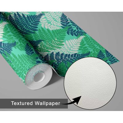 Papel de Parede Adesivo Decorativo, Folhagem de Samambaia, Vinil Impermeável, Verde, Removível - S4Sassy 63,5 cm (L) × 152,4 cm (C) / Verde - Vinil Texturizado