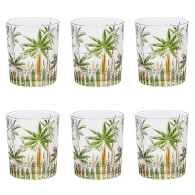 Conjunto 6 Copos De Cristal 340ml Palm Tree Handpaint Wolff