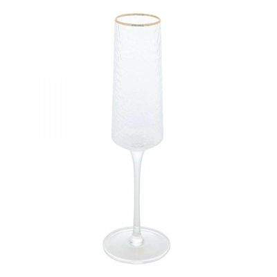 Conjunto De Taças De Cristal Martelado Com Fio De Ouro Para Espumante 6 Peças 300 Ml Petra Lyor