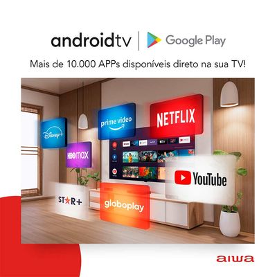 Smart TV AIWA 55” Android 4K Borda Ultrafina Dolby Vision&Atmos AWS-TV-55-BL-01-A