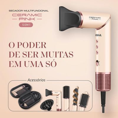 Secador Multifuncional 5 em 1, Mondial, Rosa Claro, 1500W, 127V - SM-01-BLDC-CP