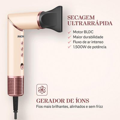 Secador Multifuncional 5 em 1, Mondial, Rosa Claro, 1500W, 127V - SM-01-BLDC-CP
