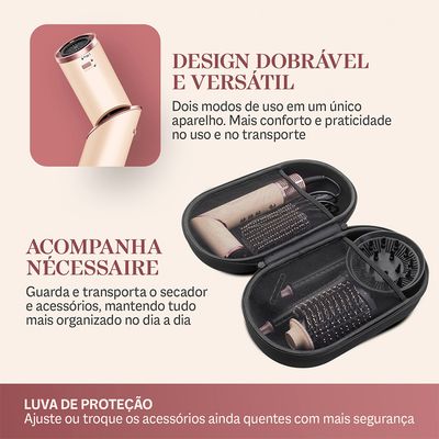 Secador Multifuncional 5 em 1, Mondial, Rosa Claro, 1500W, 127V - SM-01-BLDC-CP