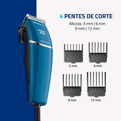 Cortador de Cabelo Mondial Pratic Style 9W CR-10-BI Azul Bivolt