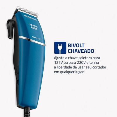 Cortador de Cabelo Mondial Pratic Style 9W CR-10-BI Azul Bivolt