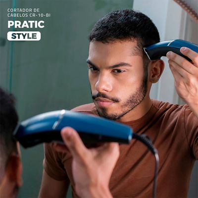 Cortador de Cabelo Mondial Pratic Style 9W CR-10-BI Azul Bivolt
