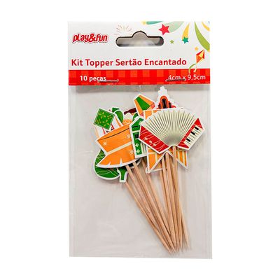Kit Topper Sertao Encantado 10UND 5CM Sortido CV255504 PLAY&FUN