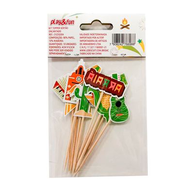 Kit Topper Sertao Encantado 10UND 5CM Sortido CV255504 PLAY&FUN