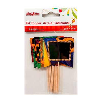 Kit Topper Arraia Tradicional 8UND 5CM Sortido CV255511 PLAY&FUN