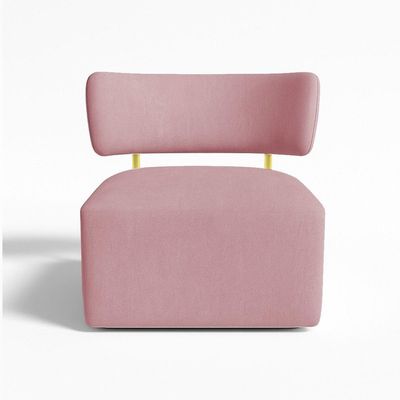 Poltrona Decorativa Orgânica Maya Veludo Ferro Dourado - Pallazio Cor Rosê