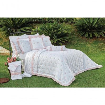 Kit Cobre Leito Rivieri Casal Queen 5 Peças Percal 400 Fios 100% Algodão - Branco